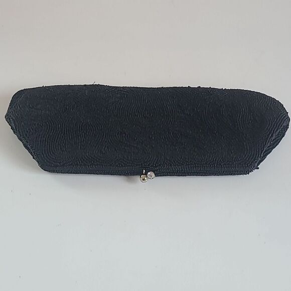 Sarne Imports Handmade in Japan ITALIAN Black Glass Beads Clutch Purse Evening - Picture 2 of 13